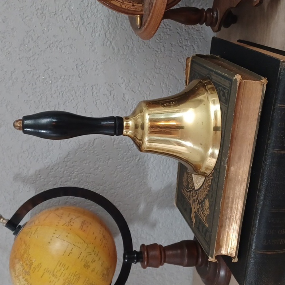 Large Vintage Brass Bell Library Office Old World Decor Gold Bell Vintage Bell